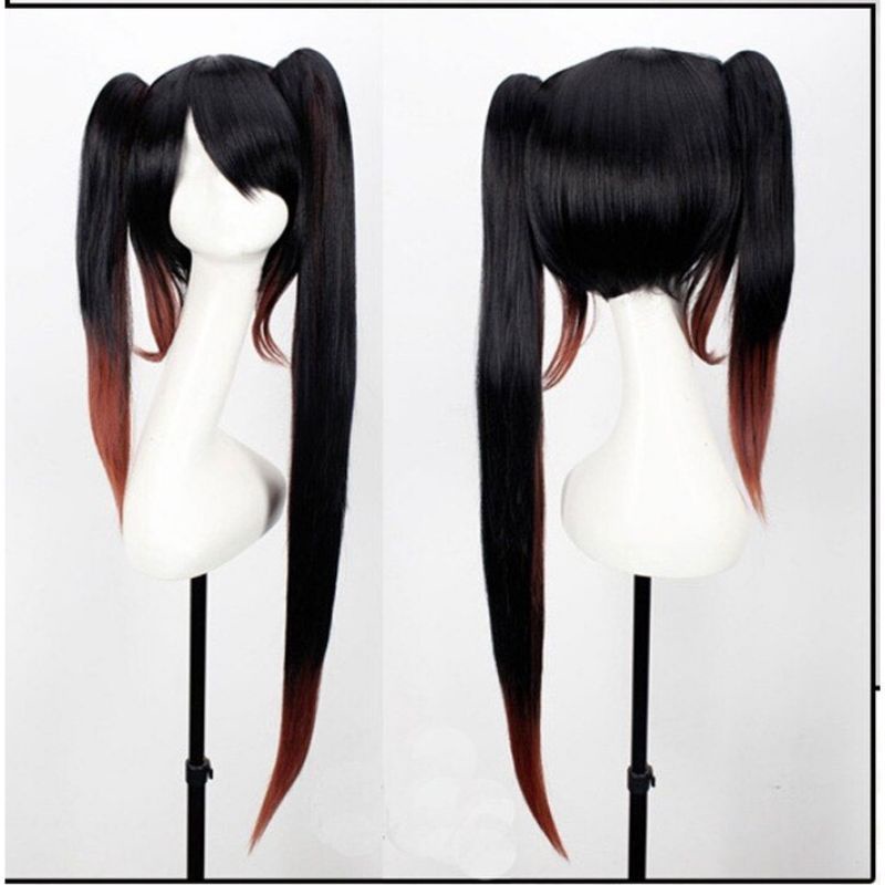 [Sẵn] Wig/tóc giả Kurumi hai búi - Date a Live đen mix màu đen nâu đỏ [ Miu Cosplay]