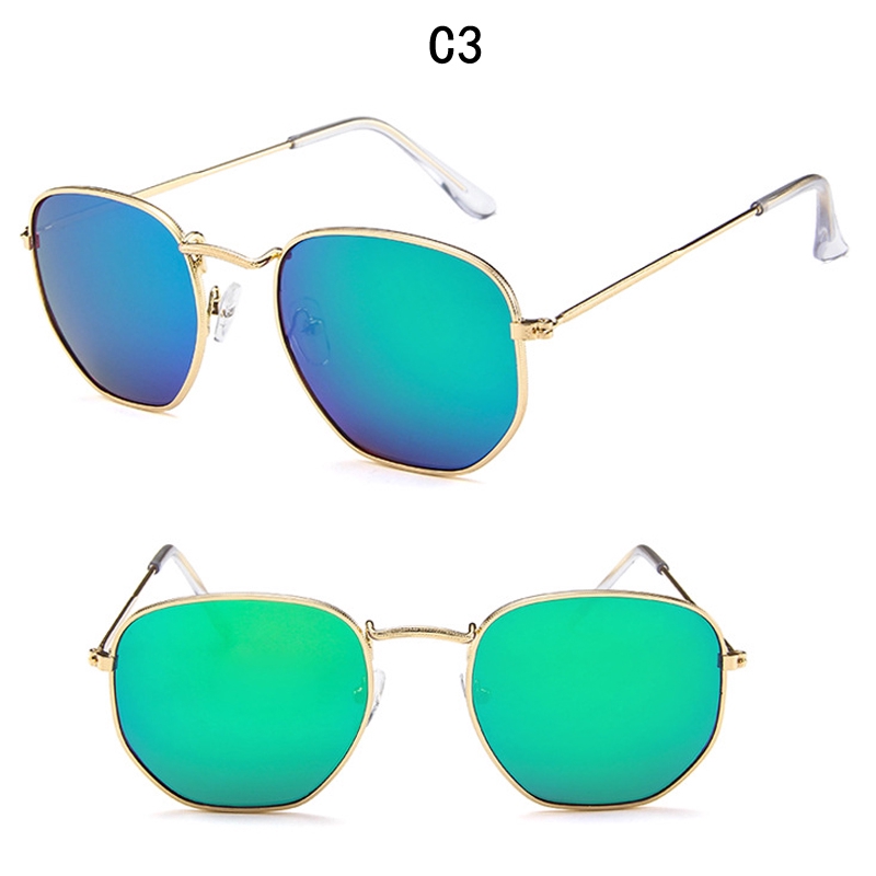 Kính mát gọng kim loại vuông tráng gương cho nam và nữ