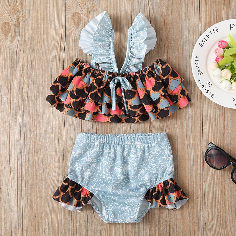 Bộ Đồ Bơi Hai Dây Bikini Nàng Tiên Cá Dễ Thương Thời Trang Dành Cho Bé Gái 1-6Tuổi
