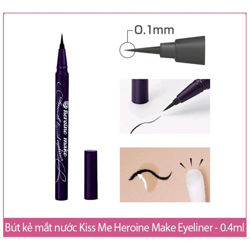 Bút Kẻ Mắt Nước Heroine Make Kiss Me Smooth Liquid Eyeliner Super Keep Nhật Bản, kẻ mắt nước Kiss me lâu trôi