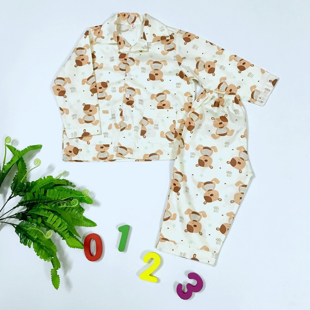 Pijama cho bé vải cotton hút mồ hôi hình Thú xinh xắn 10-40kg