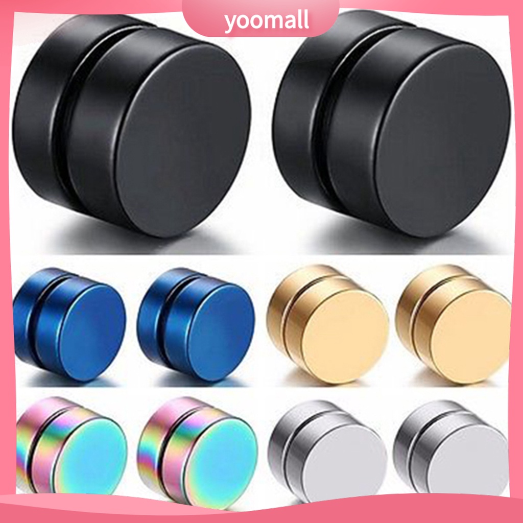 Bông tai nam châm hình tròn bằng thép không gỉ kiểu dáng sang trọng