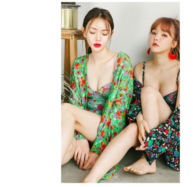 Bikini cúp ngực hoa nhí (kèm áo khoác tone siệt tone) | BigBuy360 - bigbuy360.vn