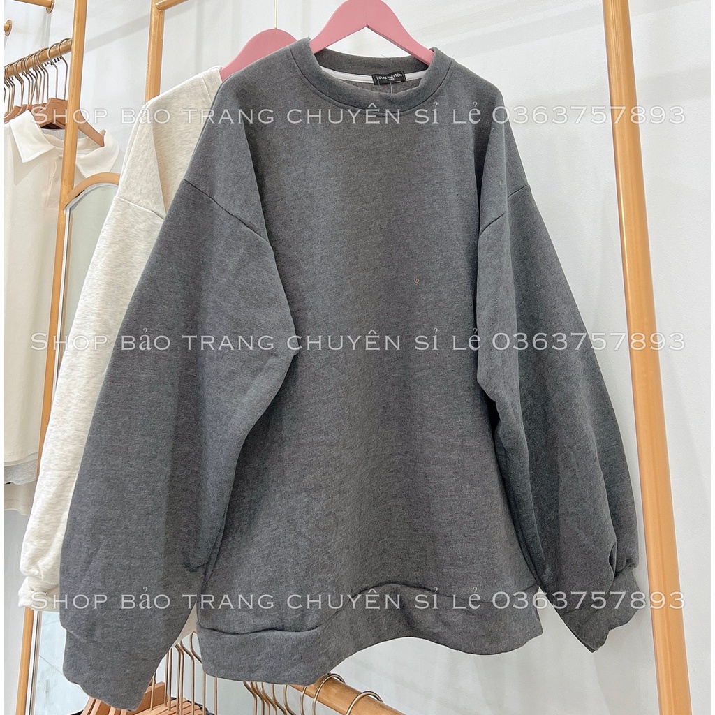 Áo Nỉ Sweater Trơn Cổ Tròn Chất Dày Form Rộng Unisex Nam Nữ Dáng Dấu Quần Ulzzang Hàn Quốc