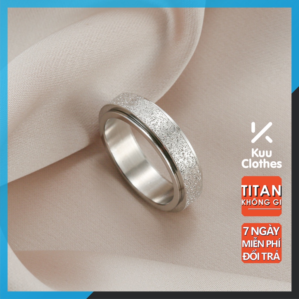 Nhẫn nam nữ màu bạc tròn REN Kuu Clothes thời trang unisex chất liệu Titan đẹp đơn giản không gỉ - Nhẫn REN