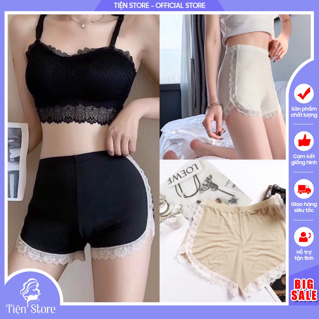 Quần Đùi Mặc Váy Chất Thun Mềm, Quần Đùi Ngủ Viền Ren Co Giãn 4 Chiều Cao Cấp 025.
