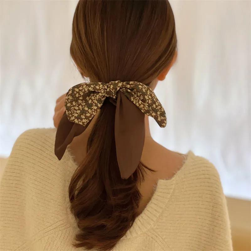 Dây Cột Tóc Scrunchies Màu Đen Thời Trang Hàn Quốc Cho Nữ