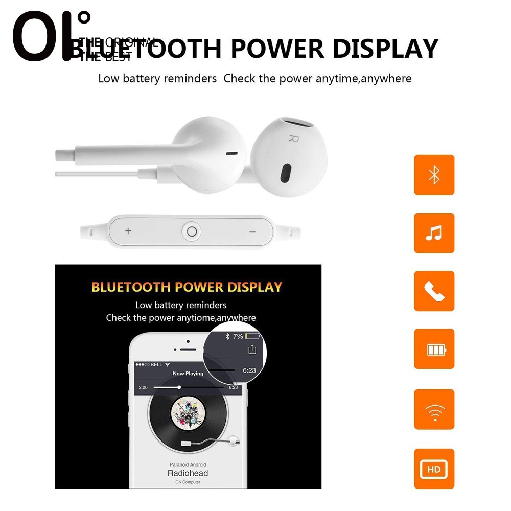 Tai Nghe Thể Thao Nhét Tai Không Dây Bluetooth OI SUPERSIX Kèm Micrô Màu Trắng Thời Trang