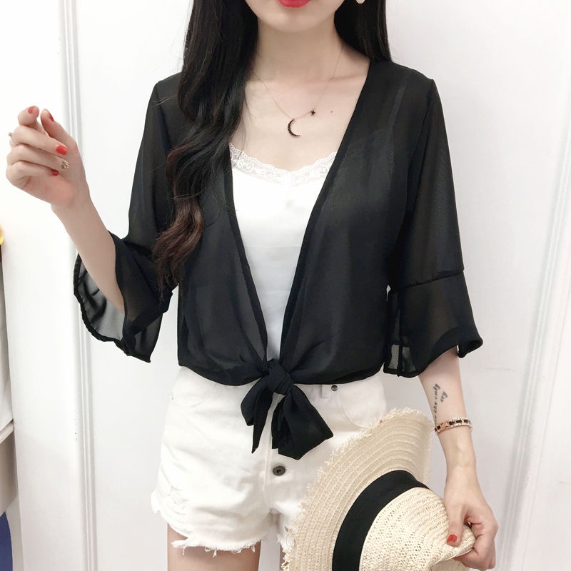 Áo Khoác Voan Mỏng Ngắn Tay Chống Nắng Thời Trang Mùa Hè Dành Cho Nữ