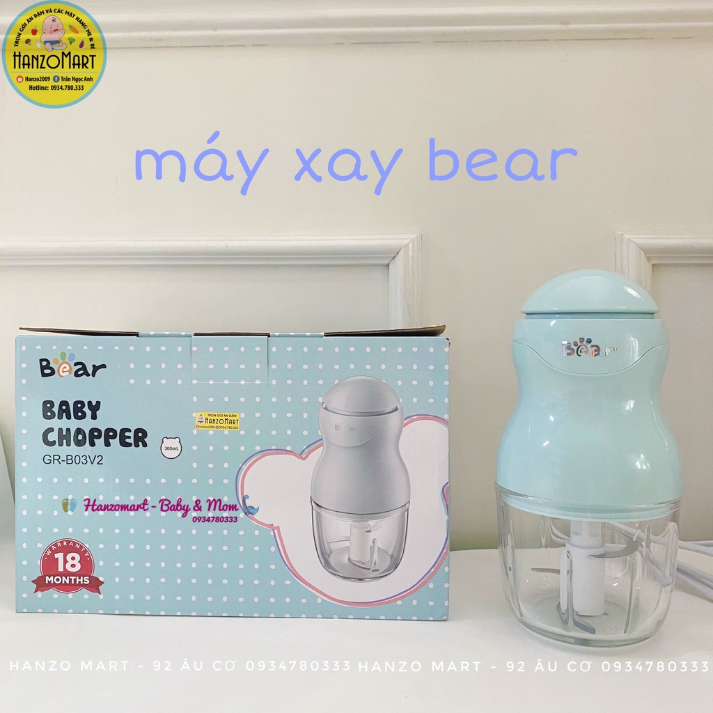 Máy xay ăn dặm cho bé Bear đa năng cao cấp 0,6 lít cối thuỷ tinh
