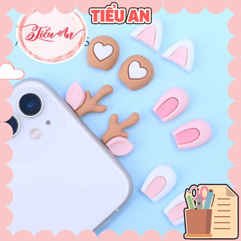 Charm (C225) slime/ Dụng Cụ Trang trí Set 2 cái hình Tai Thú [Ko Keo &amp; Nút] - Giá 1 cặp