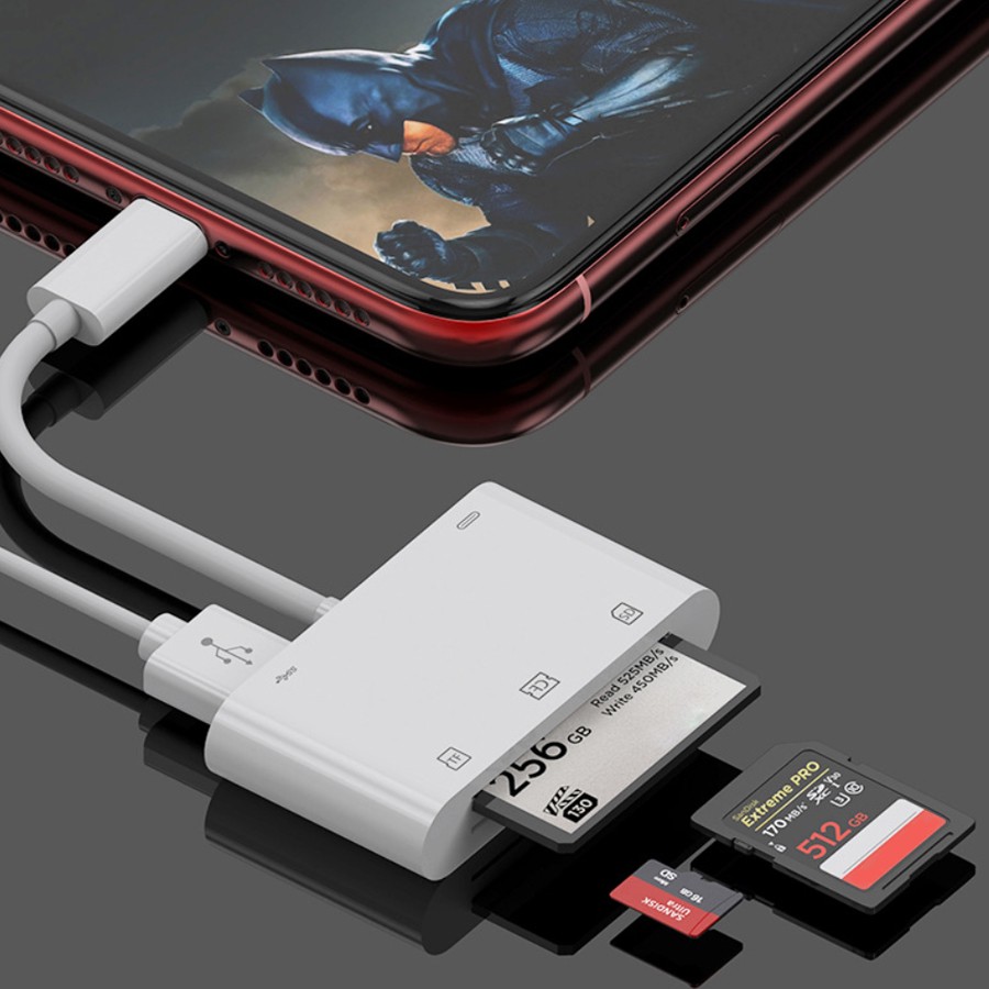Đầu đọc thẻ nhớ và USB cho iphone, ipad hỗ trợ thẻ CF SD TF