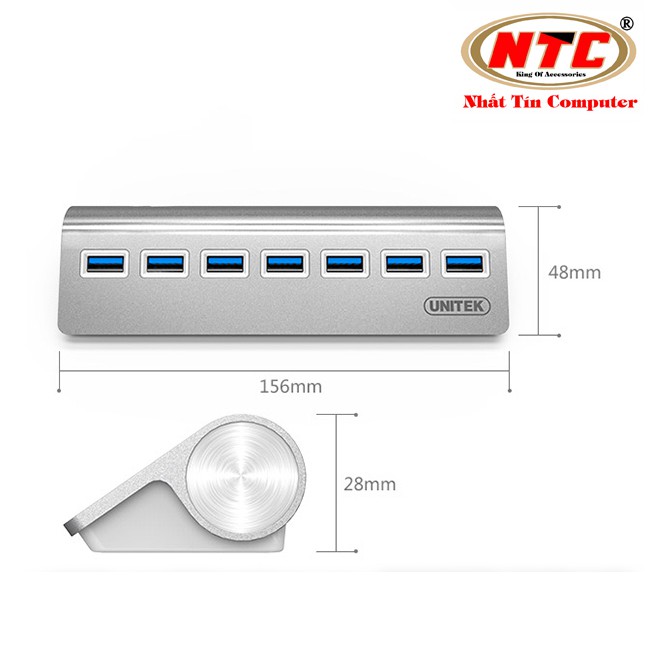 HUB chia USB 3.0 Unitek Y-3187 ra 7 cổng USB kiêm hub sạc- hỗ trợ tốc độ lên đến 5Gbps