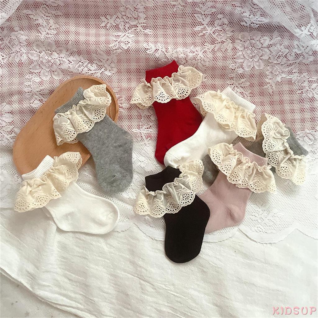 Tất Ren Nhún Bèo Thoáng Khí Dễ Thương Cho Bé Gái 1 Tuổi