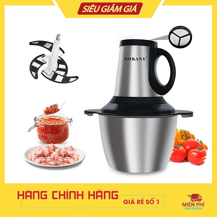 Máy xay thịt bằng tay 4 lưỡi, cối Inox 304, công suất 600w Chính Hãng Sokany