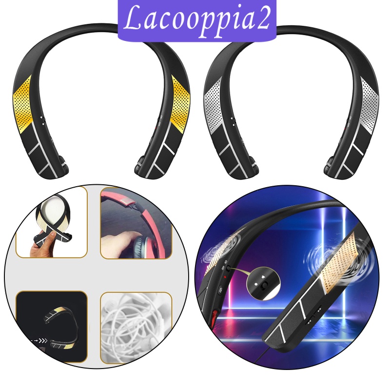 [LACOOPPIA2] Neckband Wireless Speaker HD Low Latency w/ Retractable Earbuds Portable