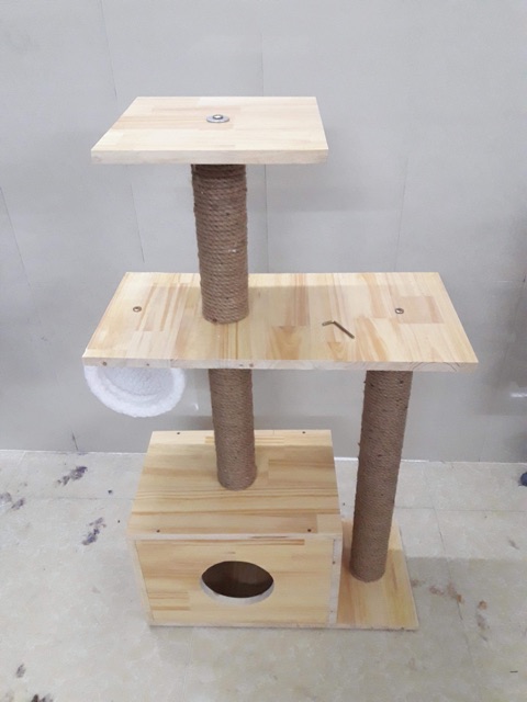 NHÀ CÂY, TRỤ CÀO MÓNG (CATTREE) CHO MÈO BẰNG GỖ TỰ NHIÊN