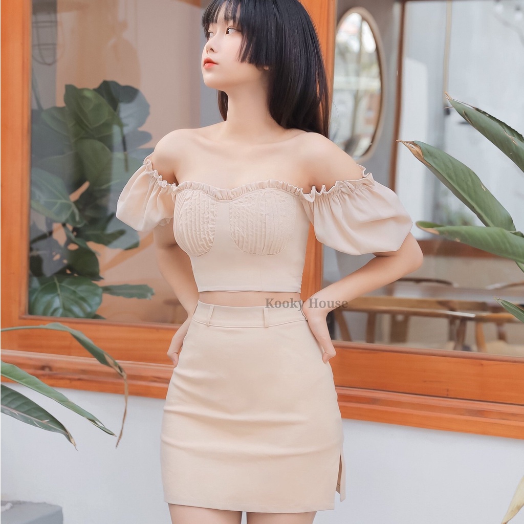 [Mã 154FASHIONSALE giảm 12% đơn 99K] KOOKY HOUSE - KEVA TOP - Áo croptop kiểu được thiết kế cầu kỳ mặc được hai kiểu