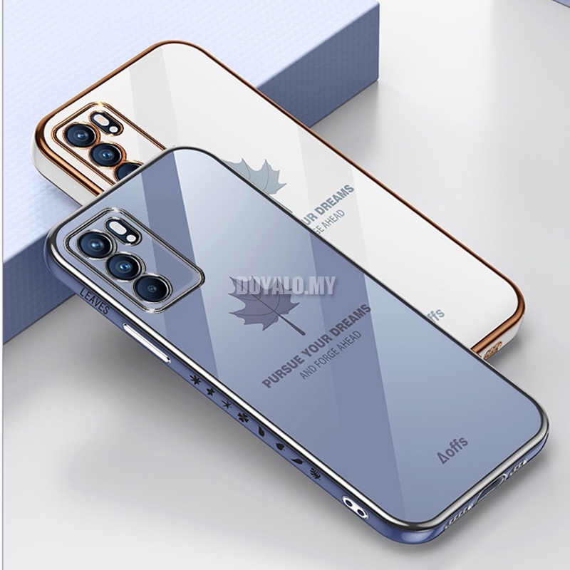 Ốp Điện Thoại Silicon Mềm Họa Tiết Lá Phong Sang Trọng Cho OPPO Reno 5 6 Pro 5F 4F 6Z / Reno 4G 3 2F 2Z Lite A93 A94 4G 2021