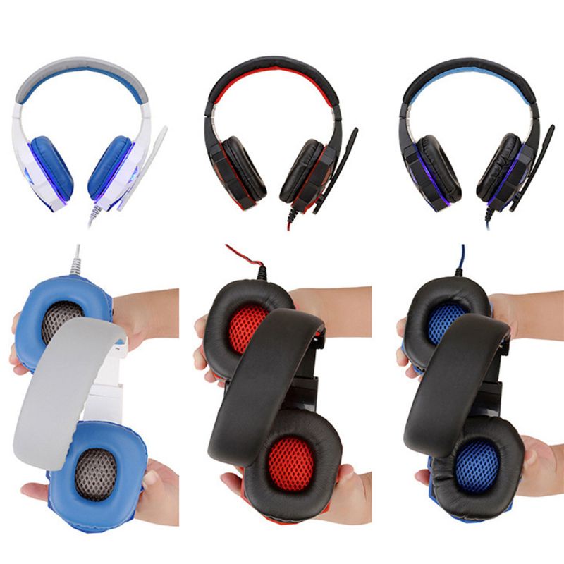Tai Nghe Trùm Đầu Chơi Game Có MIC Và Đèn LED Jack 3.5mm Cho Máy Tính