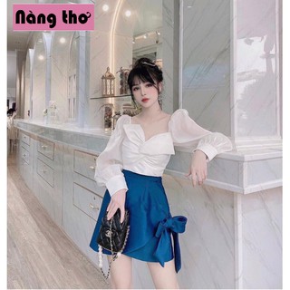 Set Đồ Nữ Đi Chơi Chân Váy Và Áo Nơ Cao Cấp [ Set công sở, dự tiệc ] - Nàng Thơ's Shop