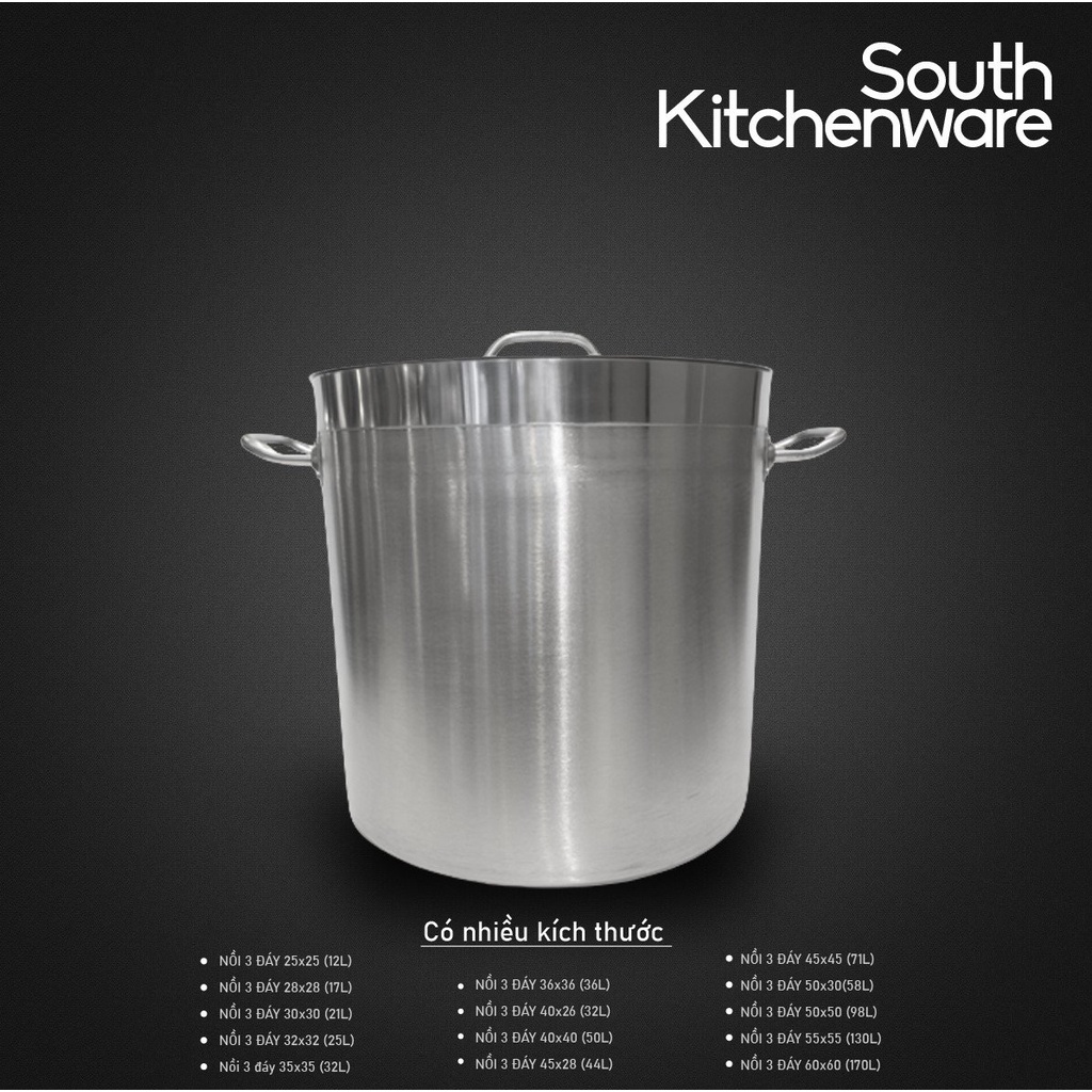Nồi Inox 3 đáy 36x36 (36L) dụng cụ nhà bếp, buffet