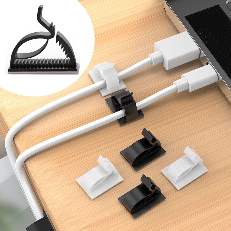 Set 10 kẹp giữ dây cáp bằng nhựa màu trắng/ đen tùy chỉnh tiện dụng