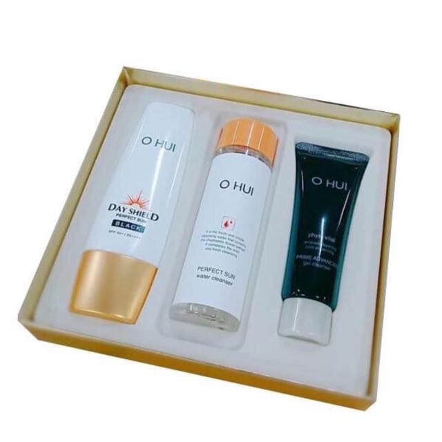 SÉT KEM CHỐNG NẮNG OHUI Day Shield Perfect Sun Black SPF50+/PA+++ Special Set 3 sản phẩm- Chống Nắng Phục Hồi Lão Hóa