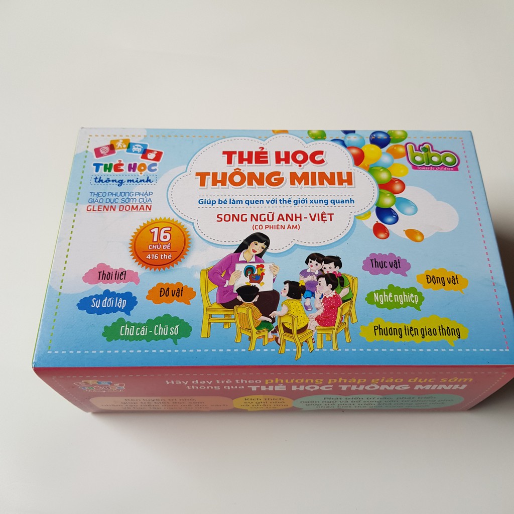 Bộ thẻ học thông minh 16 chủ đề tiếng anh với 416 thẻ song ngữ cho bé