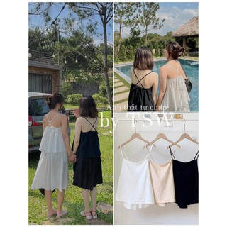 Áo hai dây quai chéo lưng chất đũi, áo 2 dây linen ulzzang (Ảnh thật)