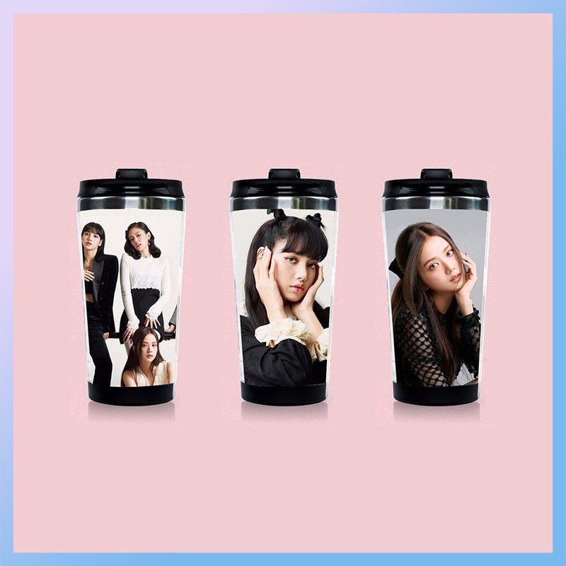 Bình nước BlackPink ver tạp chí Elle Jisoo Lisa Rose Jennie thần tượng in hình cốc đựng