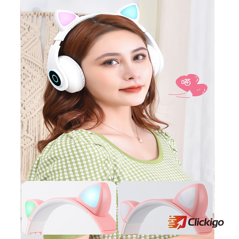 Tai Nghe Mèo Bluetooth, Headphone Tai Mèo Đèn LED Dễ Thương Có Mic,Âm Bass Mạnh Mẽ Và Dung Lượng Pin Khủng BH 12 tháng | BigBuy360 - bigbuy360.vn