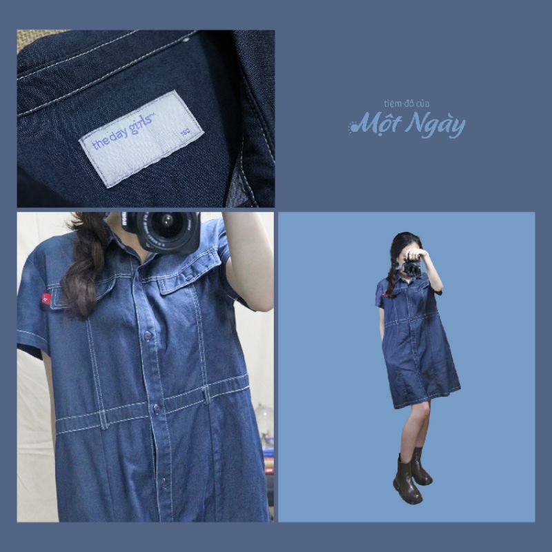 Váy sơmi denim dáng suôn THE DAY GIRLS dày dặn