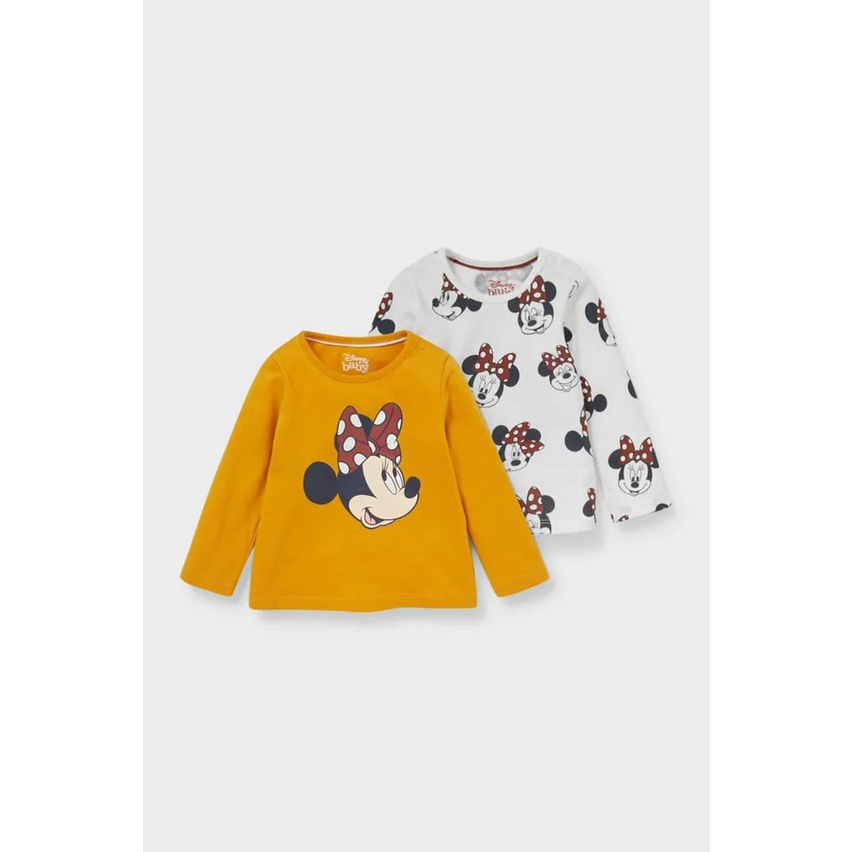Đồ bộ bé gái Combo 2 bộ dài tay thu đông hình Mickey Mine Mouse chất cotton 4 chiều mềm mịn