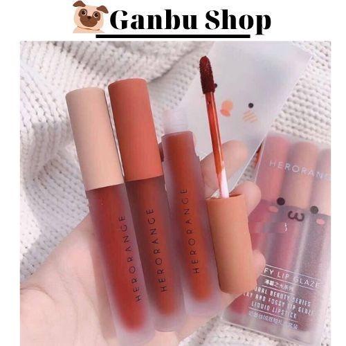 Son Kem Lì HerOrange Set 3 Cây Mềm Mịn, Có Dưỡng, Màu Lâu Trôi, Bền Màu,