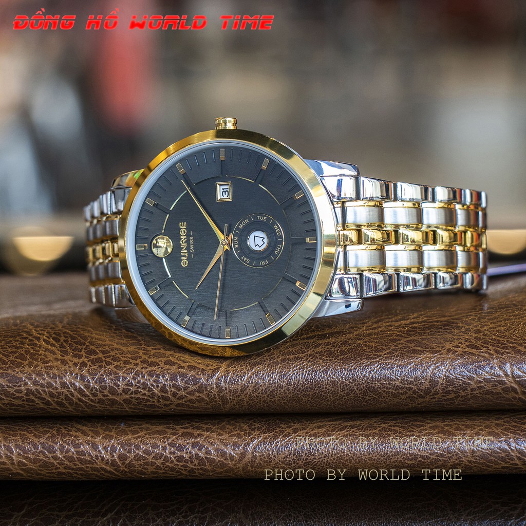 Đồng hồ nam sunrise dây thép 1115sa chính hãng full box sapphire chống xước , chống nước, bảo hành 3 năm