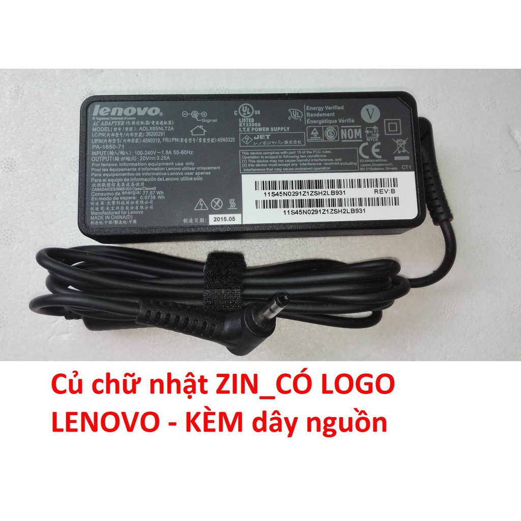 Sạc laptop Lenovo 20v-3.25a chân nhỏ vuông zin cho laptop lenovo S145