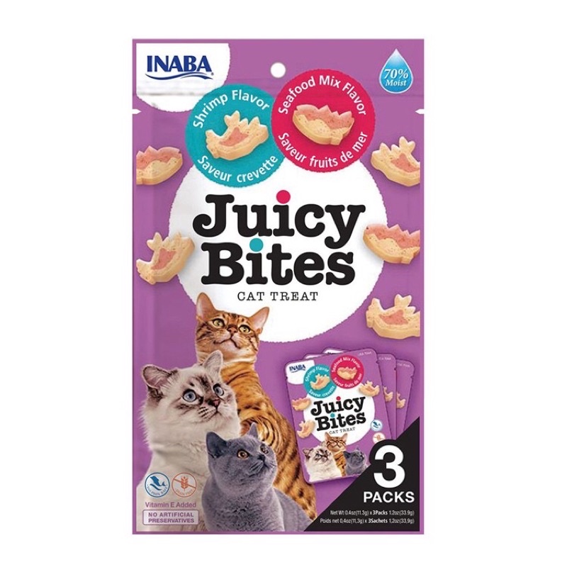 Snack bánh thưởng Inaba Juicy Bites 3bánh ăn vặt dạng mềm vị hải sản thơm ngon dành cho mèo - Kitty Pet Shop