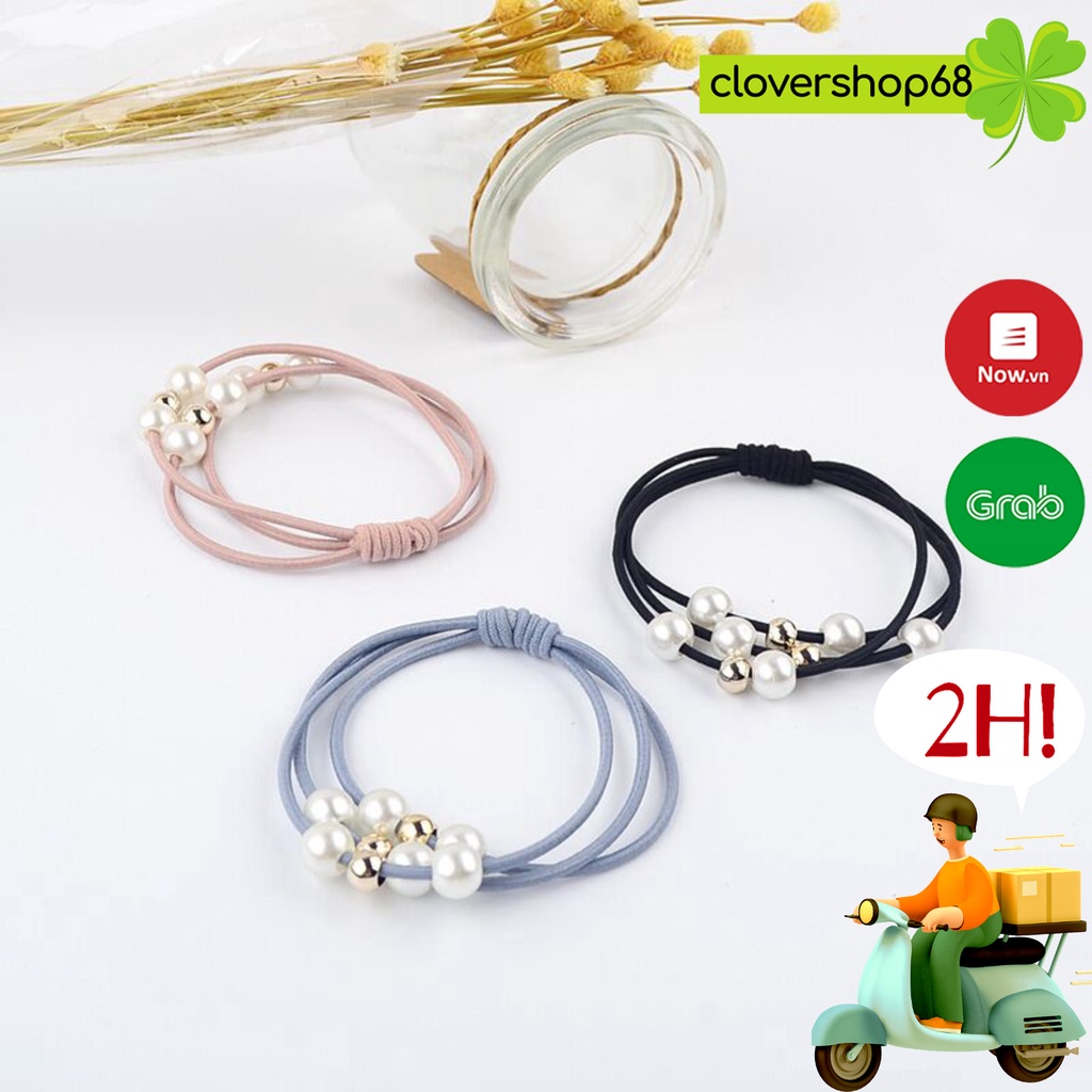 Buộc tóc đính đá nhân tạo 3 dây   Clovershop68