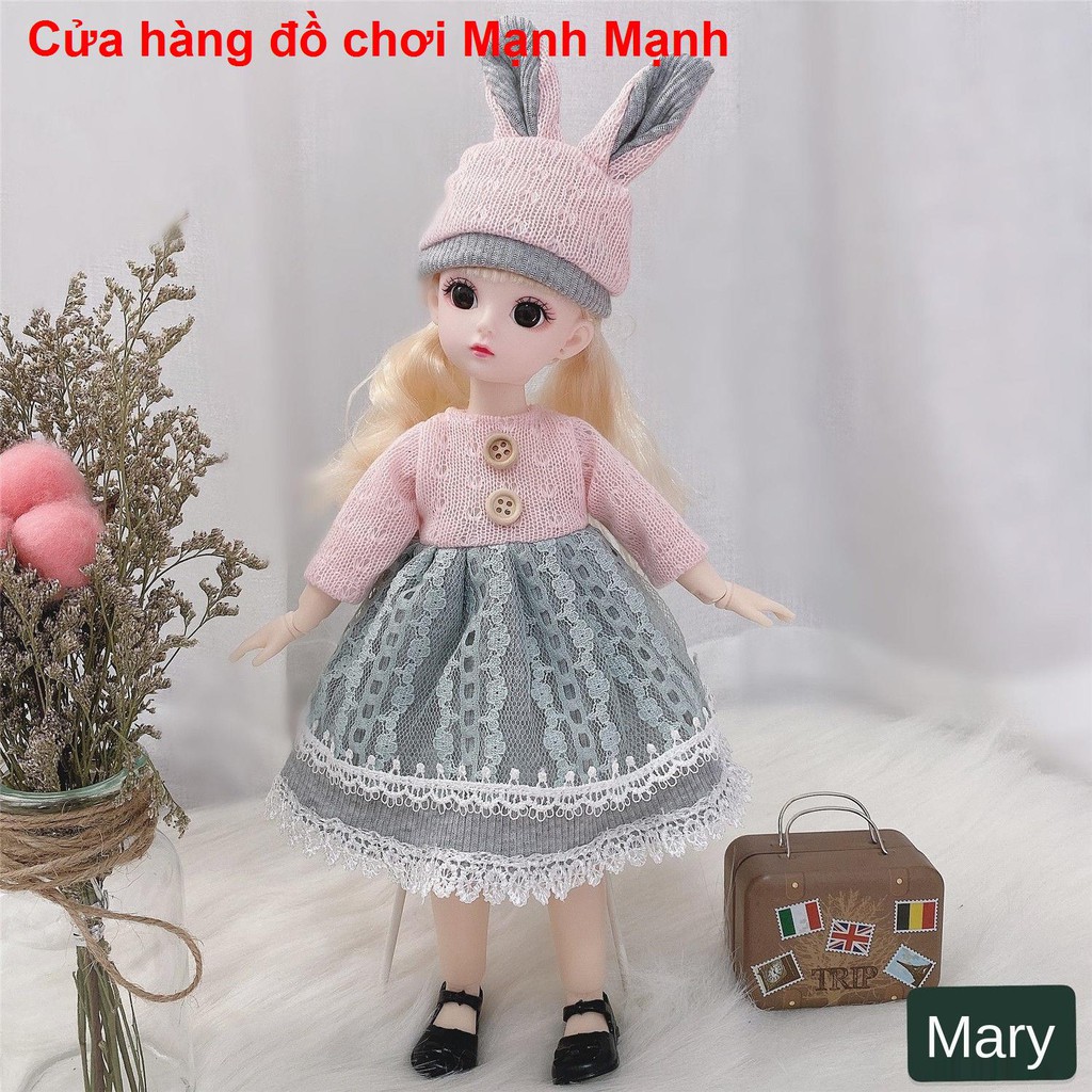 bé dễ thương 30 cm Barbie bộ công chúa nhỏ 3D mắt 22 khớp 6 điểm bjd net búp bê màu đỏ trẻ em   đồ chơi