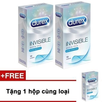 MÃ GIẢM GIÁ[ Che Tên Sản Phẩm Khi Giao ] ComBo 2 Hộp Durex Invisible Extra Thin - Tặng 1 Hộp cùng loại ( Chính Hãng )