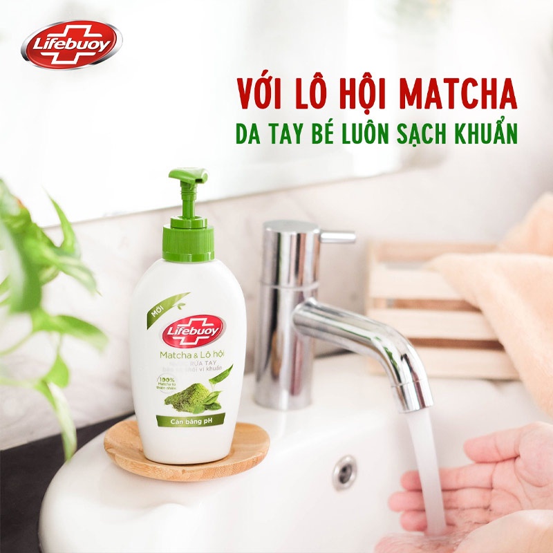 Nước rửa tay Lifebuoy NRT Matcha &amp; Nha đam (Xanh lá) 180g