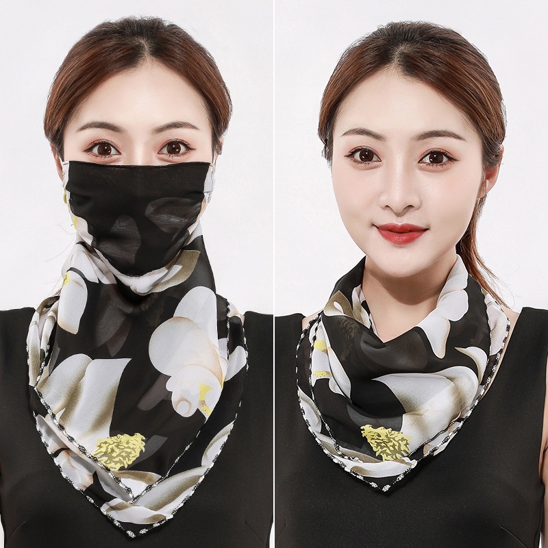 Khăn Choàng Cổ Chiffon Phối Ren Mỏng Thoáng Khí Chống Nắng Thời Trang Mùa Hè Cho Nữ