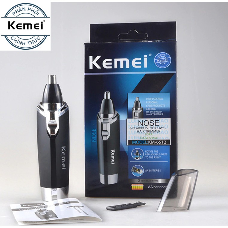 Máy tỉa lông mũi dùng pin tiện lợi KEMEI 6512 - Hàng nhập khẩu