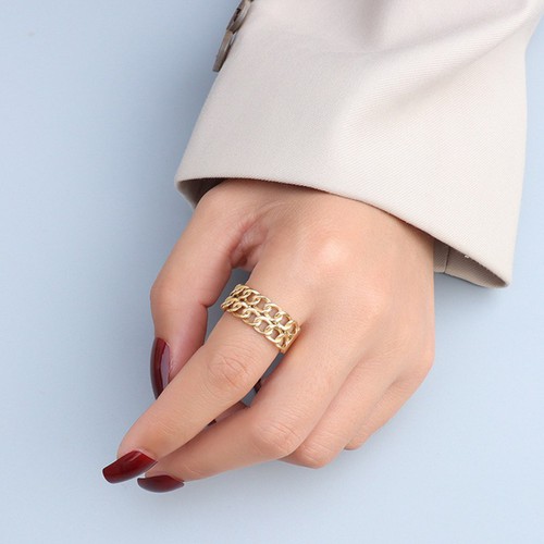 Nhẫn 2 Vòng Xích Thép Titan Ko Rỉ TT 3613