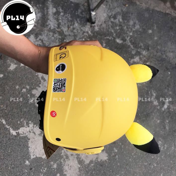 Mũ Nón Bảo Hiểm Trẻ Em V&S Helmet Hình Pikachu Có Kính Cho bé Từ 3-6 Tuổi | Mũ Nhựa ABS Độ Bền Cao,Kính Chống Chói Tốt