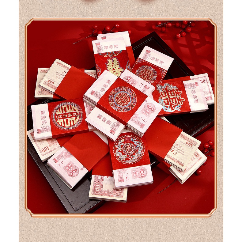 Giấy Song Hỷ đỏ nạp tài