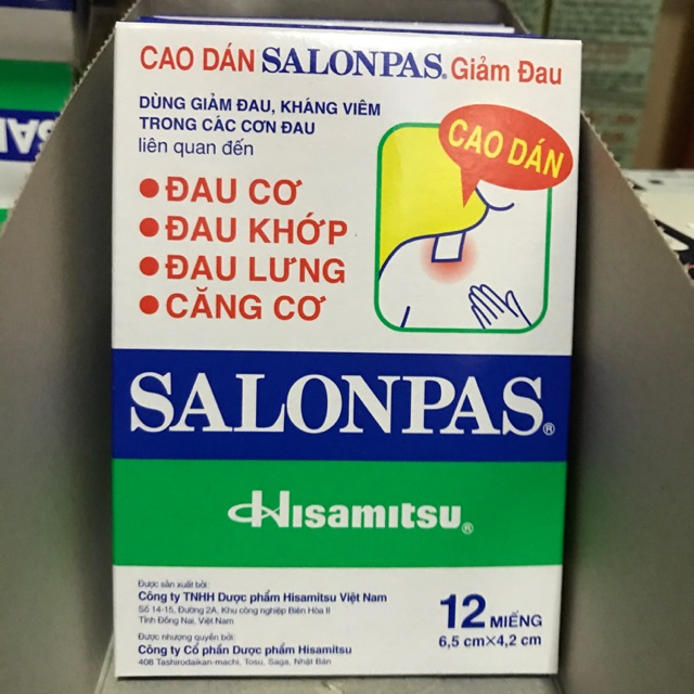 Salonpas Miếng Dán Giảm Đau Nhức (Hộp 12 Miếng)