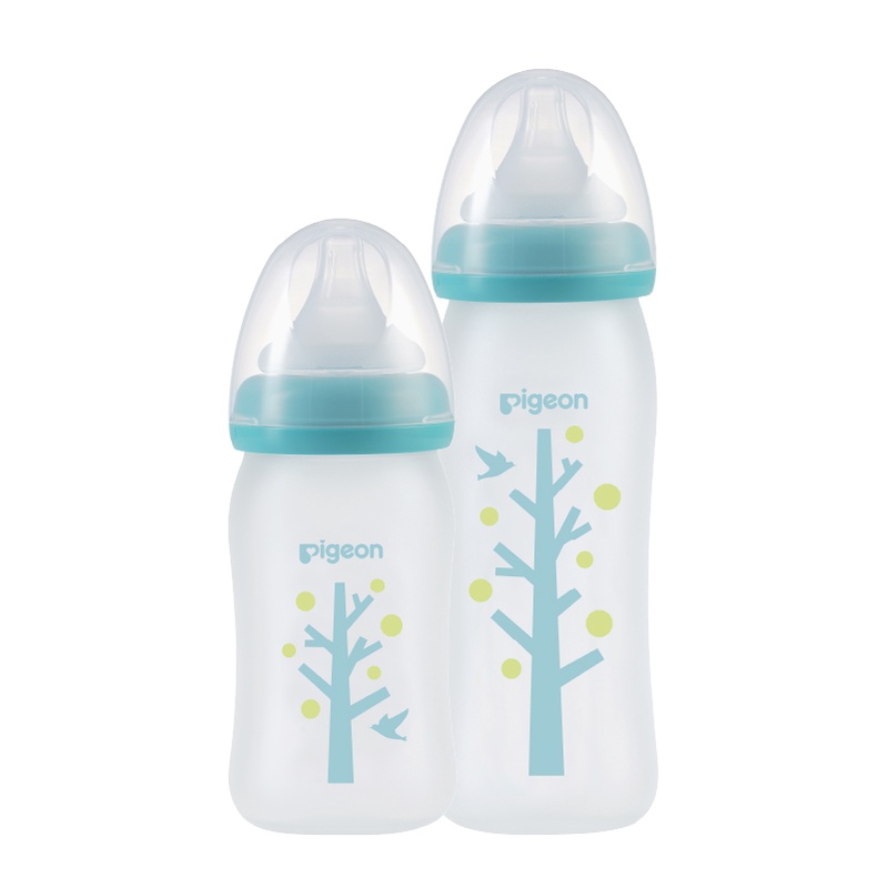 Bình Sữa Thủy Tinh Silicon Pigeon 160ml - Cây xanh (SS) - Cho Bé 0 Tháng +