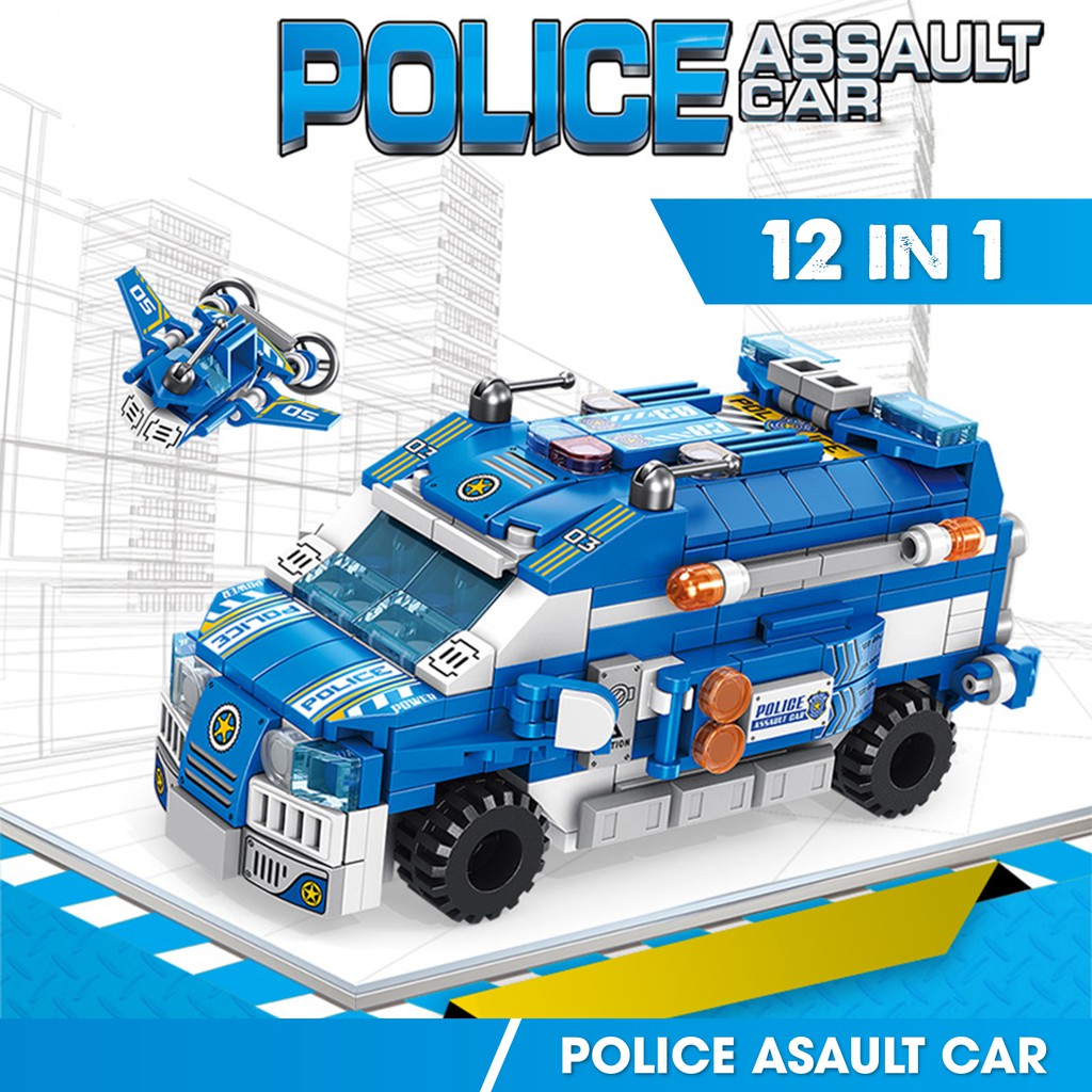 Bộ xếp hình Lego-Like Panlos 633015 mô hình xe cảnh sát 12 kiểu lắp ráp ghép hình giúp trẻ phát triển trí tuệ